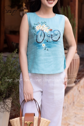 SONO - Áo linen vẽ xe đạp