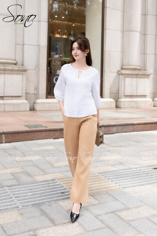 SONO - Áo linen xẻ tay nút bọc