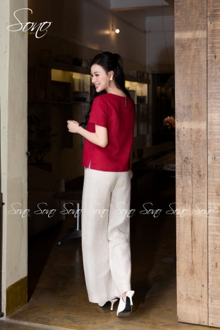 SONO - Áo linen thêu cánh bướm