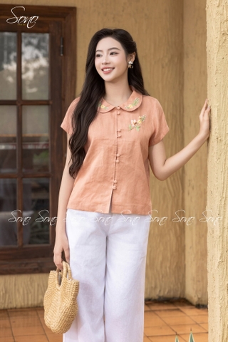 SONO - Áo cổ sen thêu cổ áo