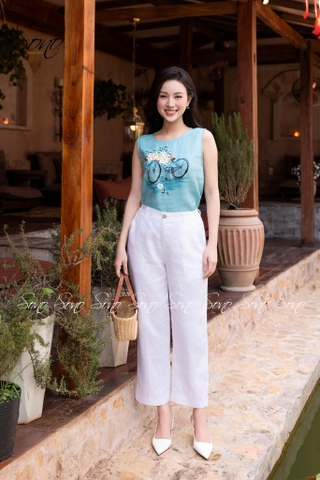 SONO - Áo linen vẽ xe đạp