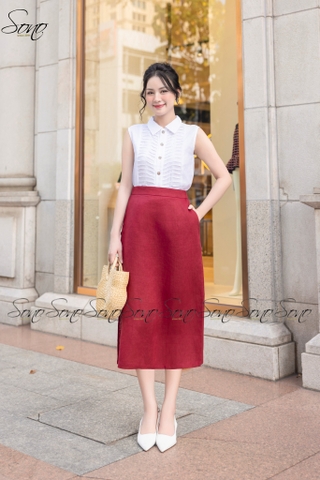 SONO - Chân váy linen nút mắt cáo
