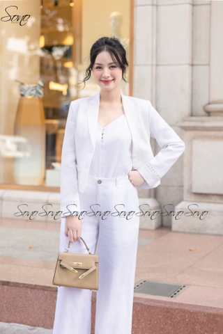 SONO - Áo vest linen phối ren