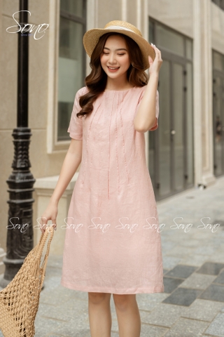 SONO - Đầm chất liệu linen chạy li form suông trẻ trung