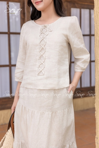 SONO - Áo linen tay lỡ cột dây trước