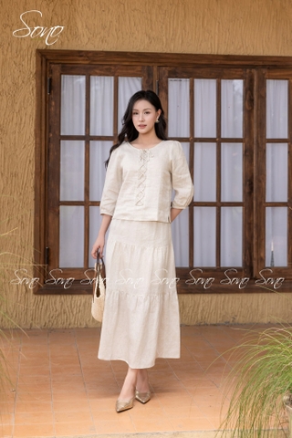 SONO - Áo linen tay lỡ cột dây trước