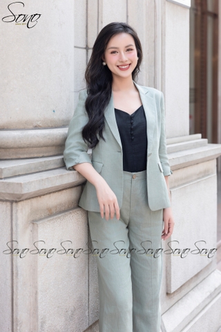 SONO - Áo vest linen tay đính nút dẹp
