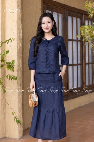 SONO - Áo linen tay lỡ cột dây trước