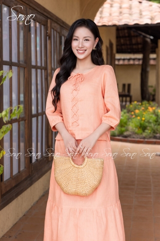 SONO - Áo linen tay lỡ cột dây trước