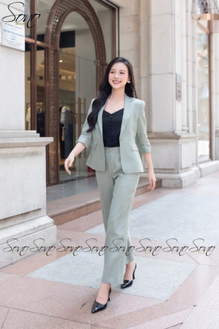 SONO - Áo vest linen tay đính nút dẹp