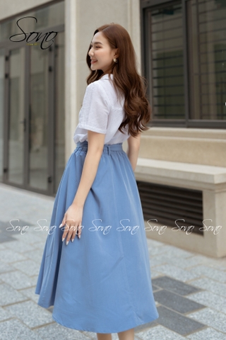 SONO - Áo chất linen trơn cổ bẻ