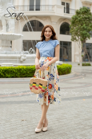 SONO - Chân váy chất thô hoa