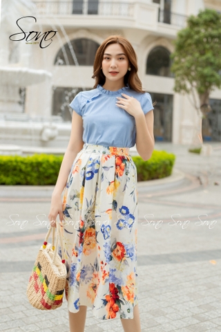 SONO - Chân váy chất thô hoa