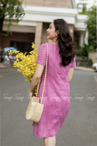 SONO - Đầm chất liệu linen chạy li form suông trẻ trung