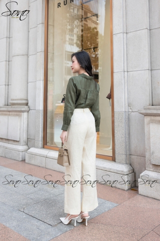 SONO - Quần dài linen nắp túi xéo