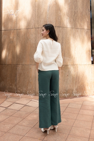 SONO - Áo linen tay lồng đèn thêu hoa cam