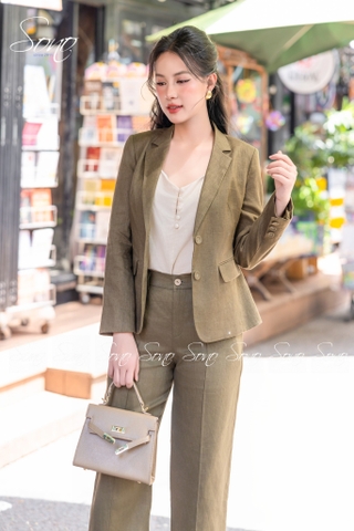 SONO - Quần linen li giữa mix áo vest