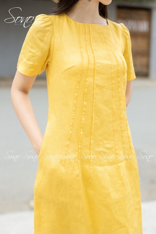 SONO - Đầm chất liệu linen chạy li form suông trẻ trung