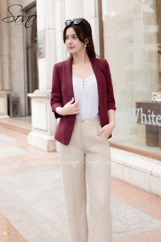 SONO - Áo vest linen cổ muỗng 2 lớp