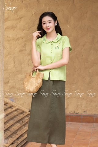 SONO - Áo cổ sen thêu cổ áo