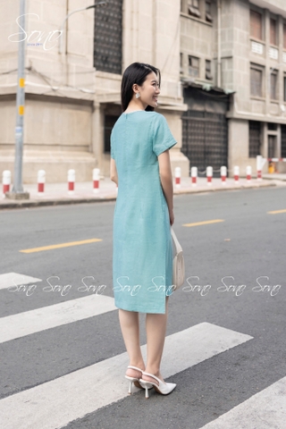 SONO - Đầm linen ren cổ thêu hoa