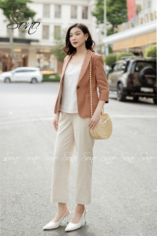SONO - Áo vest linen chỉ nổi 2 lớp