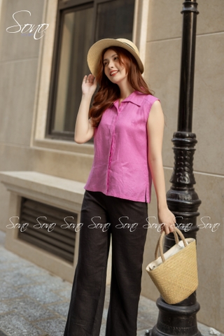 SONO - Quần dài linen bản lưng lật