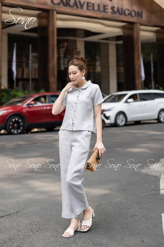 SONO - Bộ dài linen cổ sen