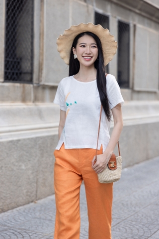 SONO - Áo linen thêu bông lúa