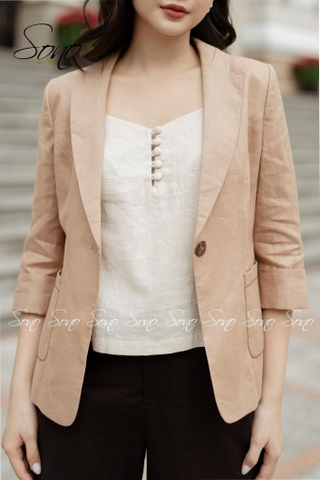SONO - Áo vest linen chỉ nổi 2 lớp