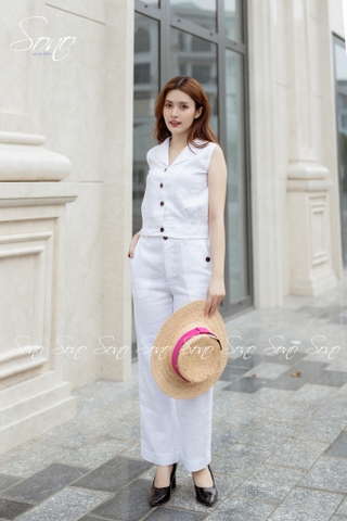 SONO - Bộ dài linen cổ bẻ nút gỗ