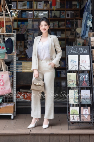 SONO - Áo blazer linen tay dài