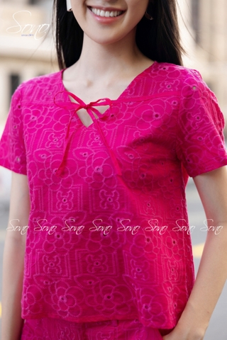SONO - Set short có tay tơ thêu nhật