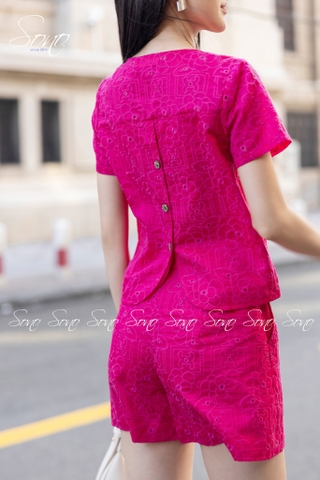 SONO - Set short có tay tơ thêu nhật