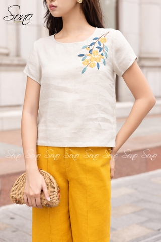 SONO - Áo linen thêu hoa 5 cánh