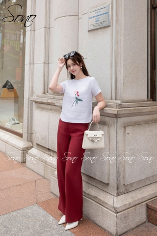 SONO - Áo linen nút bên thêu hoa