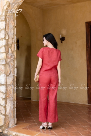 SONO - Bộ linen cổ tim thêu lá