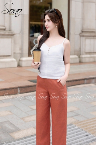 SONO - Áo vest linen xếp ly 5 gạch