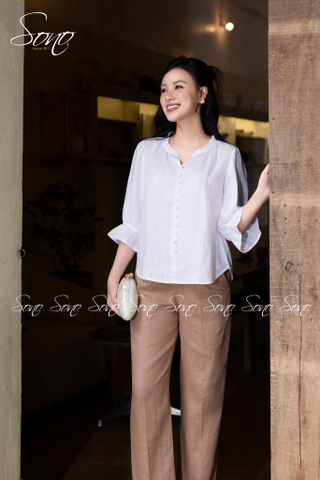 SONO - Áo linen tay lỡ bèo nhún