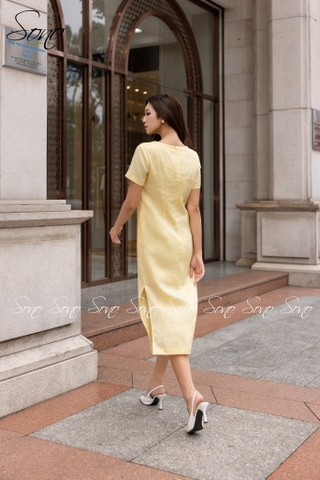 SONO - Đầm trắng có tay thêu cánh bướm