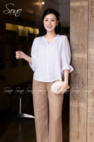 SONO - Áo linen tay lỡ bèo nhún