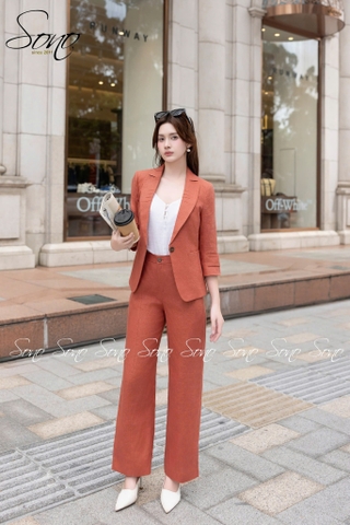 SONO - Áo vest linen xếp ly 5 gạch