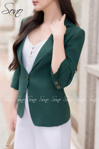 SONO - Áo vest linen xếp ly 5 gạch