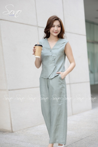 SONO - Bộ dài ghi lê sát nách linen