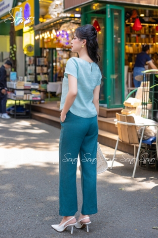 SONO - Áo linen nút bên thêu hoa