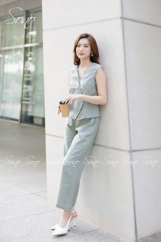 SONO - Bộ dài ghi lê sát nách linen