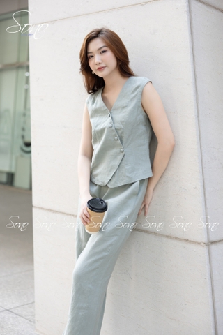 SONO - Bộ dài ghi lê sát nách linen