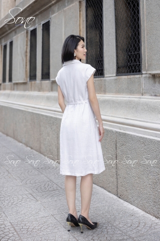 SONO - Đầm sơ mi linen 4 túi trước