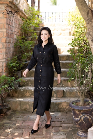 SONO - Áo sơ mi linen thêu hoa rơi