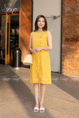SONO - Đầm linen lượn sóng nút nhiều màu